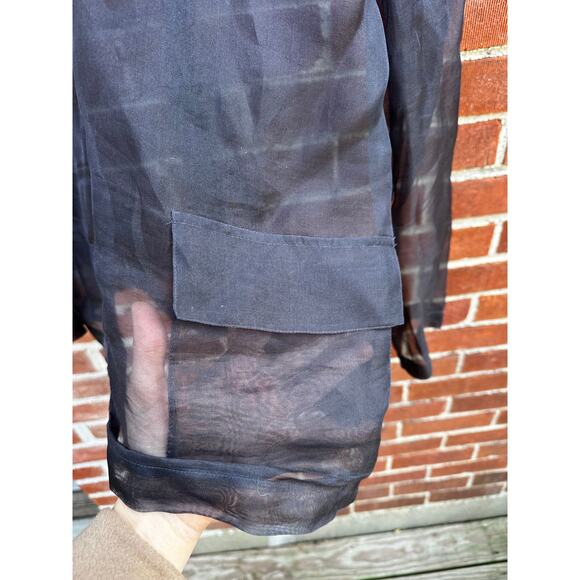 Talbots Sheer Black Mesh Long Sleeve Blouse Size 12 - Picture 2 of 6